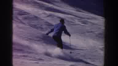 Aspen Colorado USA (1961): A Man Is Skating In The Snow Floor And Enjoying The