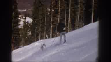 Aspen Colorado USA (1961): Person Struggling To Ski Quickly Finds His Stride Down