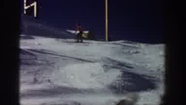 Aspen Colorado USA (1961): People Skiing Down Slalom Snow Covered Mountain Near