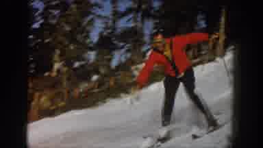 Aspen Colorado USA (1961): Ski Man Trying To Stand With A Red Skinny Shirt On The