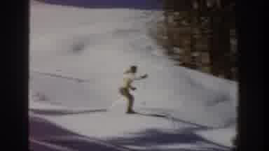 Aspen Colorado USA (1961): Person Wearing Yellow Gliding Down Ski Slope On A Sunny