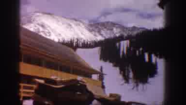 Aspen Colorado USA (1961): View Of Snow Covered Mountain Slope And Wooden Building