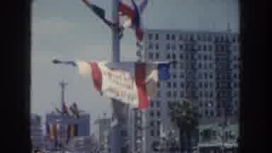 California USA (1952): People Lining The Street Preparing For An Event While The