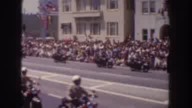 California USA (1952): Motorbike Parade On A Very Normal Town Street Year Ago