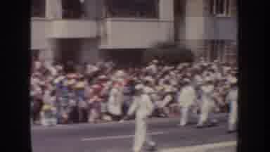 California USA (1952): Military Parade With Horses Flags People Watching The
