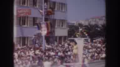 California USA (1952): A Lot Of People Watching Beautiful Women On A Float, They