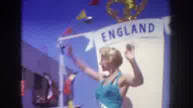 California USA (1952): Beautiful Women Waving To The Public In Very Lively Civic