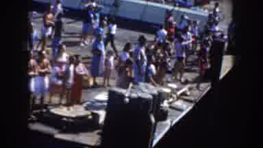 California USA (1952): Views On Board A Ship As It Sails Offshore Away From