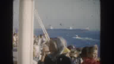 California USA (1952): Boat Sail People Waving On Cruise Greeting Warm Weather In