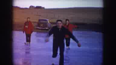 North Dakota USA (1953): Man Skating The Road