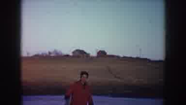 North Dakota USA (1953): Kids Playing Ice Skating Showing Car And A House Nearby