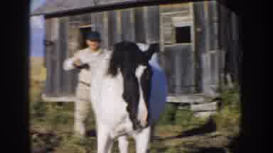 South Dakota USA (1953): A Skittish Horse Jerks Away From A Woman As A Man Moves