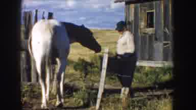 South Dakota USA (1953): Horse On The Ranch With His Owner With A Beautiful