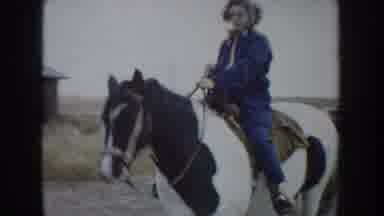 South Dakota USA (1953): Young Lady Riding A Horse Out In The Farm