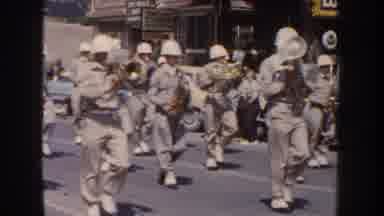 South Dakota USA (1954): Military Uniformed Marching Band In A Parade On The