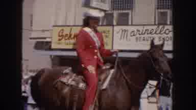 South Dakota USA (1954): Queen Horseback Soldiers Gun March Past City Roaming