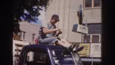 South Dakota USA (1954): Man Crossing Road