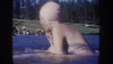 South Dakota USA (1954): Kids On Vacation Swimming In A Lake Having So Much Fun