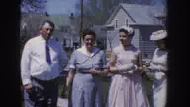 IDAHO USA-1955: Vintage 8mm Home Movie of Family Gathering in Pastel Dresses and Hats
