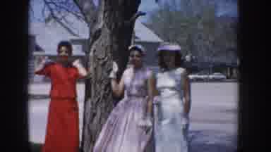 Idaho USA (1955): Three Women Pose For A Special Occasion Outside On A Winter's