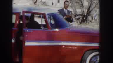 Idaho USA (1955): Man Dropping Off Two Nurses And Taking Photos
