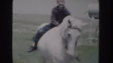 Idaho USA (1955): Boy On A White Horse In Field
