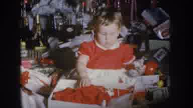 Nebraska USA (1955): Girl Wearing Red Colored Standing In Bed To See Who Is