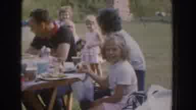 Nebraska USA (1955): White Family Picnic Outside With Kids And Grandparents Shown