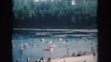 South Dakota USA (1956): Lake With Lots Of People Bathing And Having Fun On The