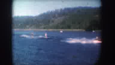 South Dakota USA (1956): Leisure Time Where Motorboat Takes Two People Skiing By