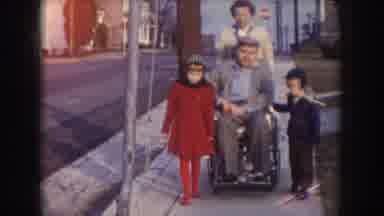 Nebraska USA (1957): Family Of Four Walking Down The Street With Two Kids And A