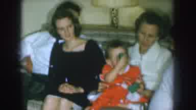 Nebraska USA (1957): Family Gathering In Living Room With 5 People Seen And A