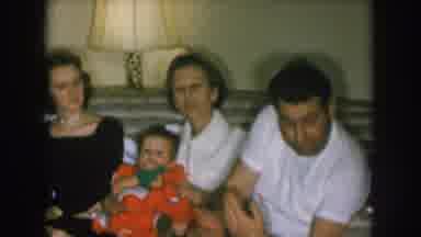 Nebraska USA (1957): Family Gathered In The Living Room To Celebrate The Christmas