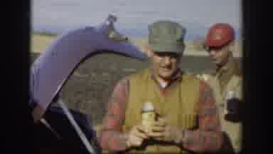 Kansas USA (1958): Drink Men People Foam Trunk Vehicle Stranded Hot Heat Cool Off