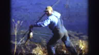 Kansas USA (1958): Man Running With A Duck, From A Lake With A Gun In Hand