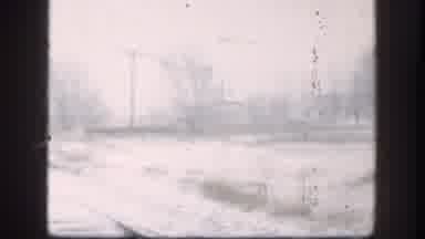 Kansas USA (1958): View Of Train Tracks During A Heavy Snowstorm In Winter