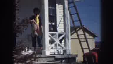 Nebraska USA (1958): Fields Sky Car Staircase House House Plowed Trees Autumn