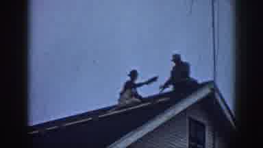 Nebraska USA (1958): Men Putting Tiles On A House Roof