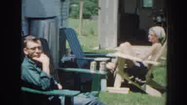 Nebraska USA (1958): Pair Sitting In Garden Next Car Retro Summer Old Timer