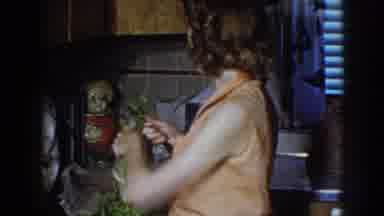Nebraska USA (1958): One Women Is Chopping Vegetable In Her Kitchen