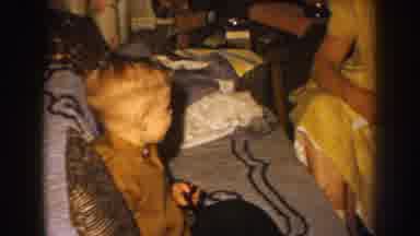 Nebraska USA (1959): Little Blonde Boy From Years Ago Laughing On A Couch