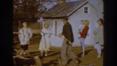 Nebraska USA (1959): Men Collecting Wood In Car Cute Children Sunny Day People