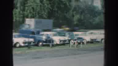 Nebraska USA (1959): View Of Full Parking Lot And Garden Truck On Country Road