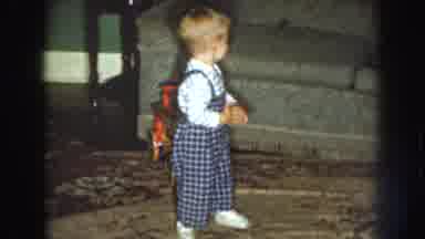 Nebraska USA (1959): Child With Very Beautiful Blonde And Very Playful Overalls