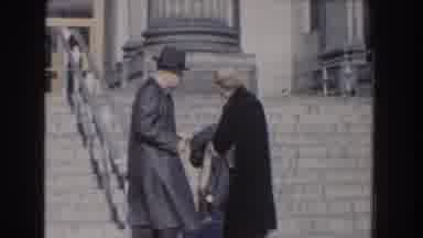 Washington DC USA (1960): Man In Suit And Hat Standing On The Steps Of Large