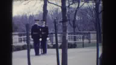 Washington DC USA (1960): Two Polices Handshaking In The Road And Another Person