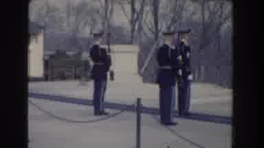 Washington DC USA (1960): Three American Soldiers Practice Drill While Holding An