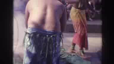Hawaii USA (1961): Tribe Three Men Doing Ceremony With Fire And Audience