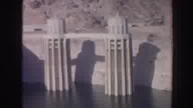 Arizona USA (1962): Strange Structures In Water Casting Shadows Near A Mountain