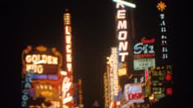 Arizona USA (1962): Neon Signs Of Casinos And Hotels Displayed Along Las Vegas